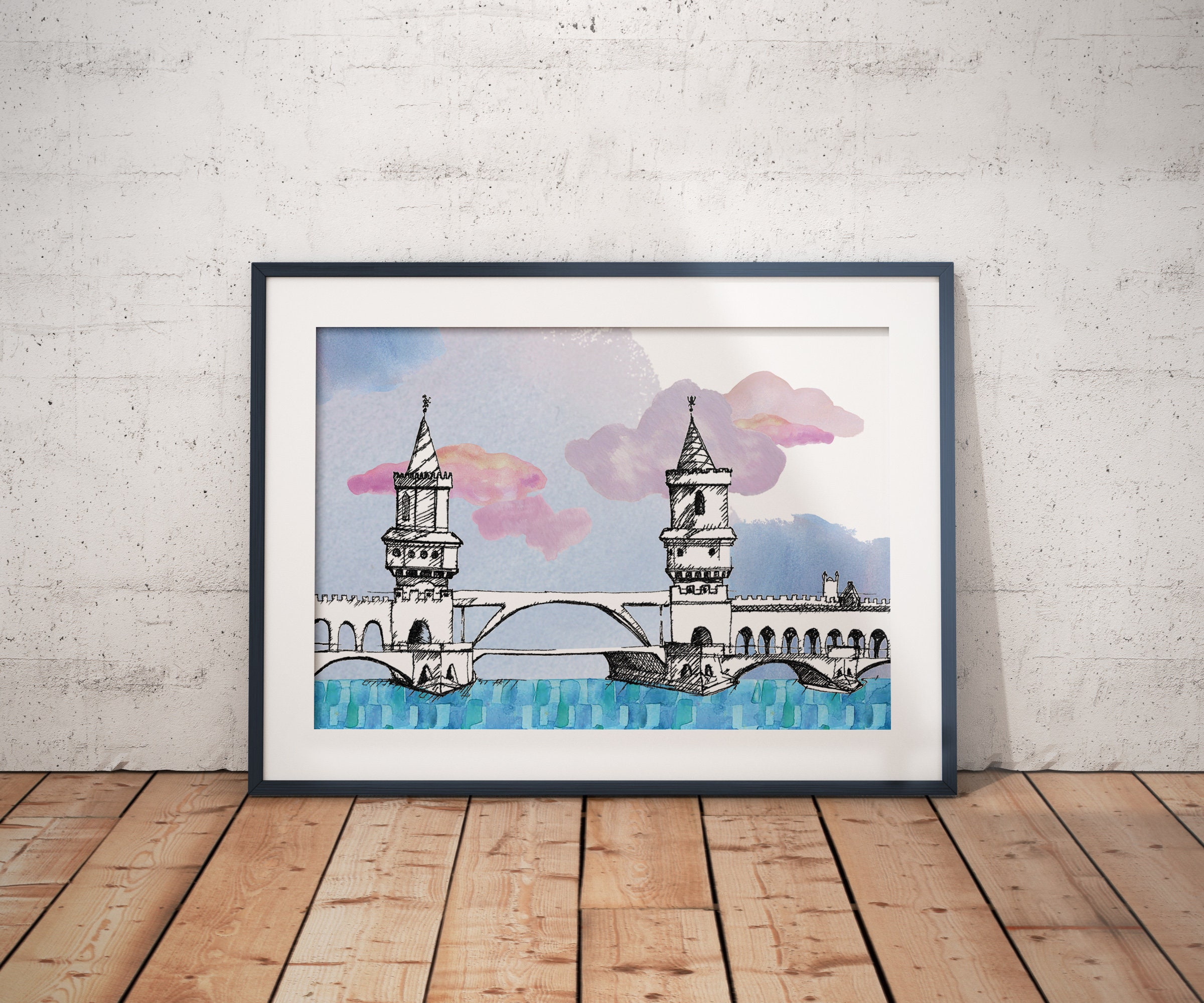 Oberbaum Brücke - Berlin - Poster A3 - Architektur, Kunst.