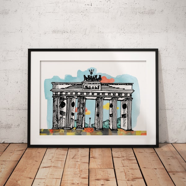 Gate of Brandenburg -Poster A5/ A4/ A3/ A2- Architecture, Art, Illsutration.