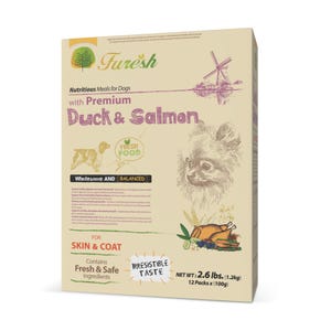 Alpha Dog Series FURESH Premium Natural Dry Dog Food | Duck + Salmon Recipe | Limited Ingredients | Puppies,Small Dogs (Skin & Coat Formula)