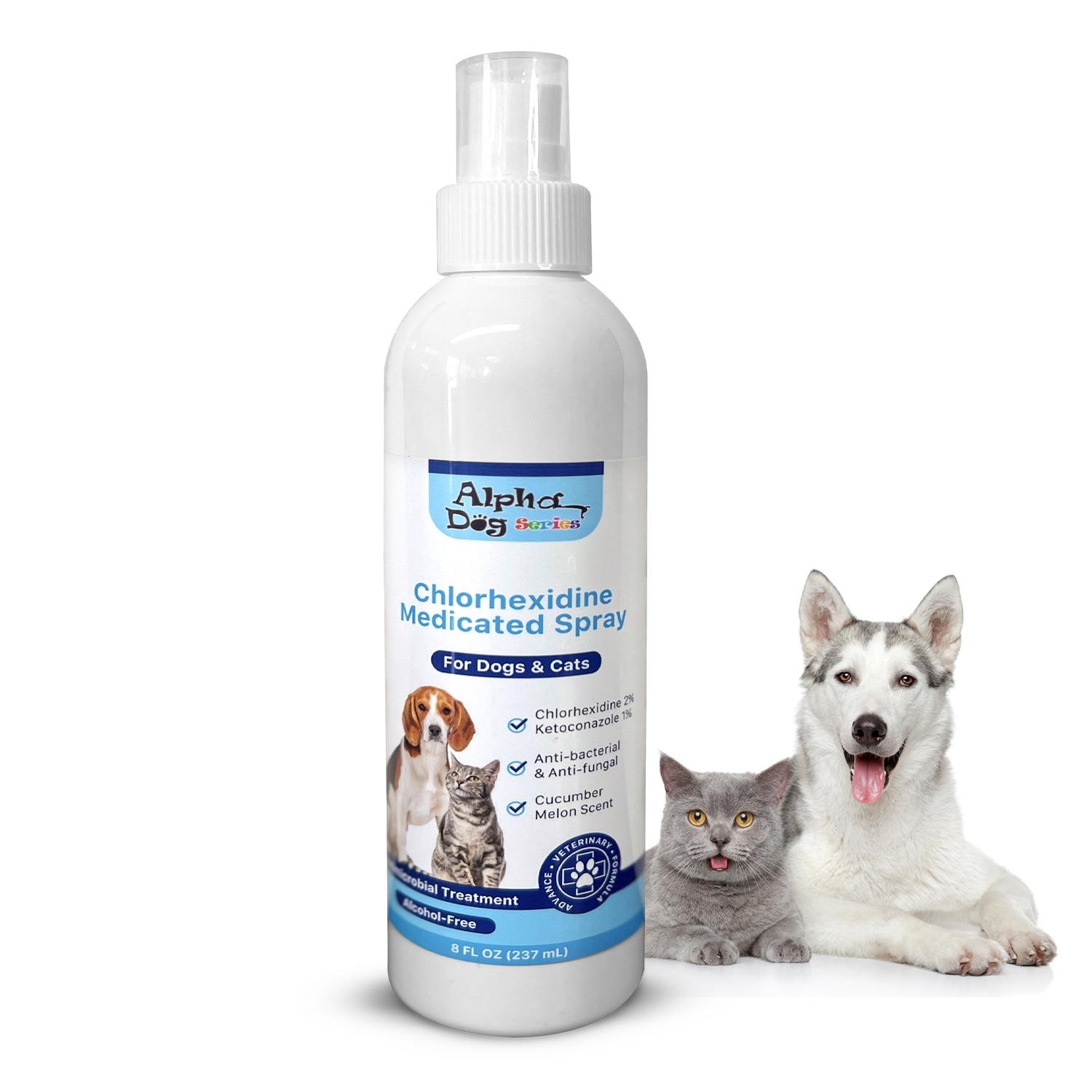 Alpha Dog Series Chlorhexidine Keto Spray (8 oz) – Skin Relief – Soothes Hot Spots, Rashes in Dogs and Cats - Itch Relief – Lightly Scented