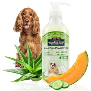 Alpha Dog Series Natural All Stages Grooming Shampoo and Conditioner, Tear Free with Aloe Vera, pH-Balanced, for Sensitive Skin - 26.4 oz.
