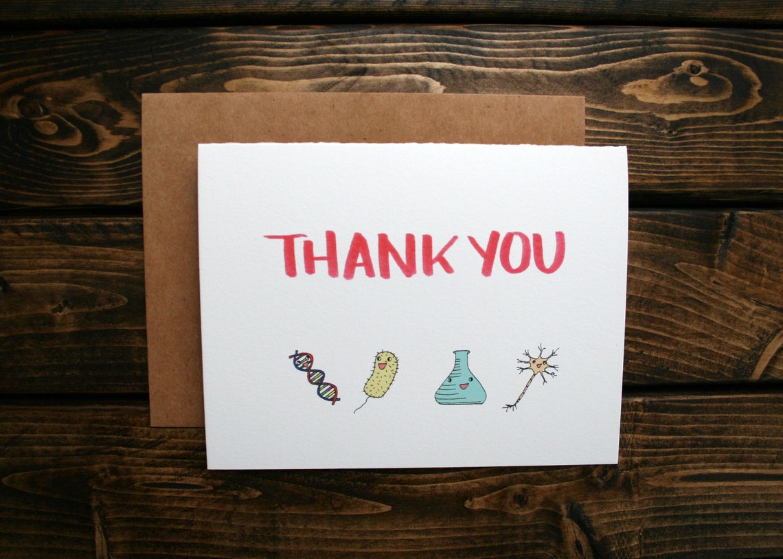 Thank You Science Teacher Card DNA Scientist Thanks Blank Etsy