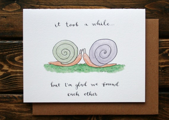 Snail Love Anniversary Eco Card Finally Found You Card Recycled Card Card For Husband Card For Wife