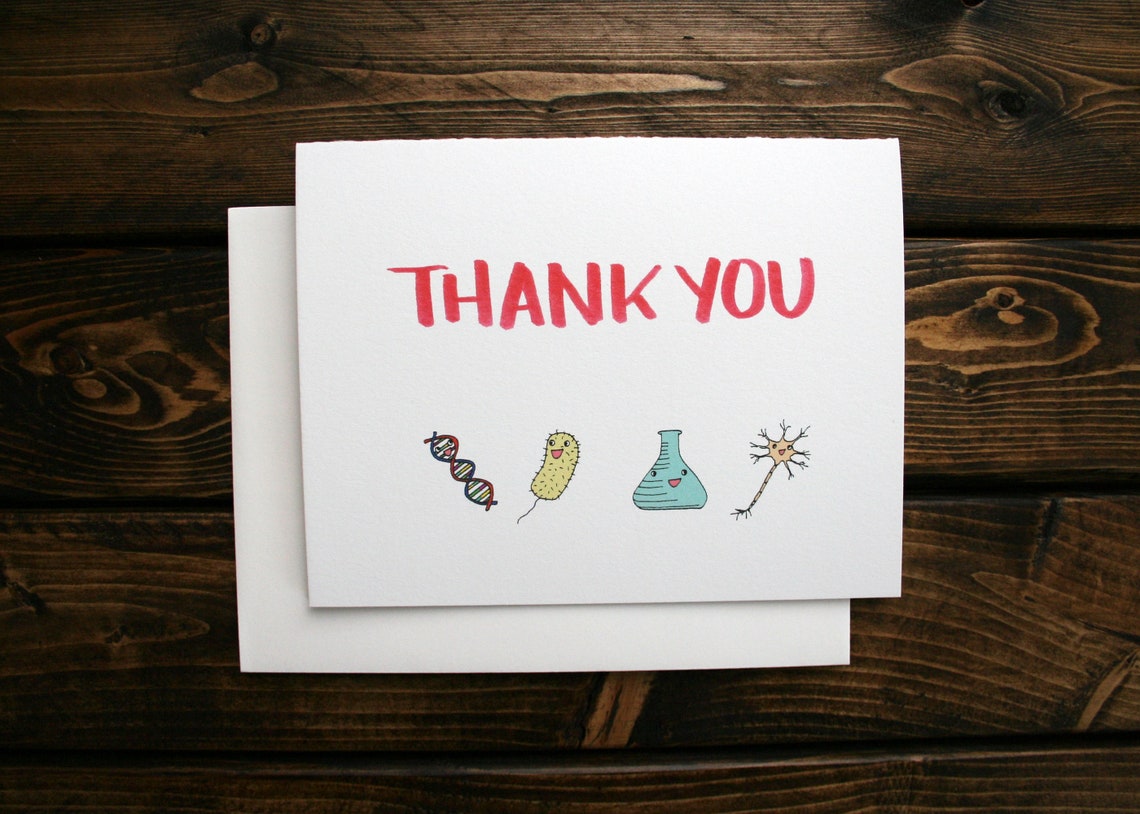 Thank You Science Teacher Card DNA Scientist Thanks Blank Etsy