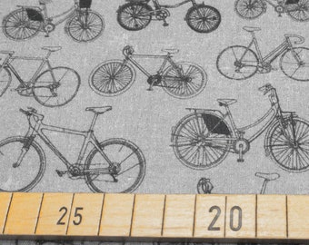 Baumwollstoff Fahrräder - silbergrau - 12,50 EUR/m - 100% Baumwolle - Used Look - Vintage Look - Patchwork - Glünz - Fahrrad - Rad