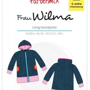 Frau Wilma Long Sweatjacke Papierschnittmuster farbenmix Bild 3