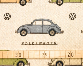 Dekobaumwolle VW Käfer bunt - Volkswagen - 13,50 EUR/Meter - Leinenoptik - lizensiert