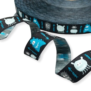 Webband Monster - 3 m - 1,80 Eur/m - schwarz - 15 mm - Janeas World - Webband zum Aufnähen