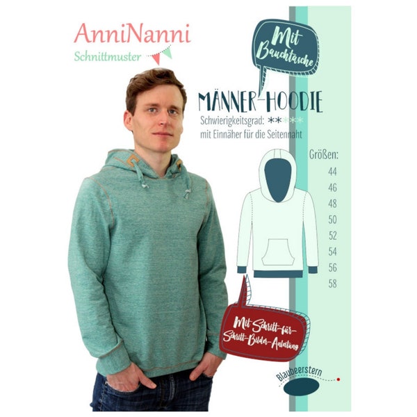 Männer Hoodie von AnniNanni - Papierschnittmuster