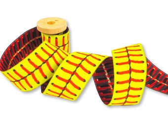 Softball Webband - 3 m - 1,80 Eur/m - Softballnaht - gelb mit roter Naht