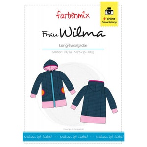 Frau Wilma Long Sweatjacke Papierschnittmuster farbenmix Bild 1