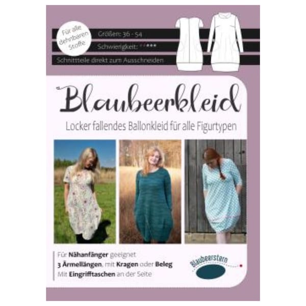 Blaubeerkleid - Lieblings Wohlfühlkleid für alle Figurtypen - Papierschnittmuster - Blaubeerstern