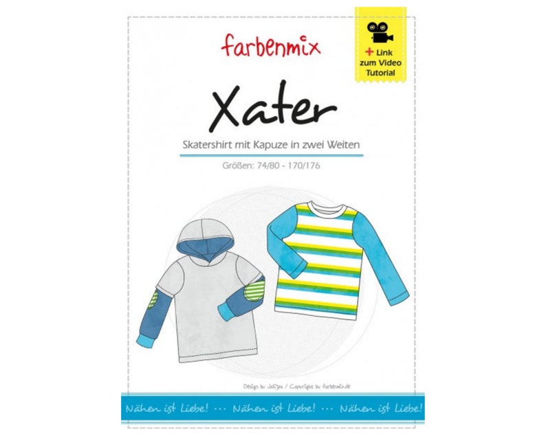 Xater Skatershirt Papierschnittmuster farbenmix Bild 1