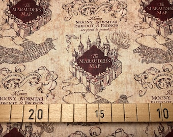 Harry Potter Stoff - Karte des Rumtreibers - beige - 13,00 EUR/m - 100% Baumwolle - Lizenzstoff