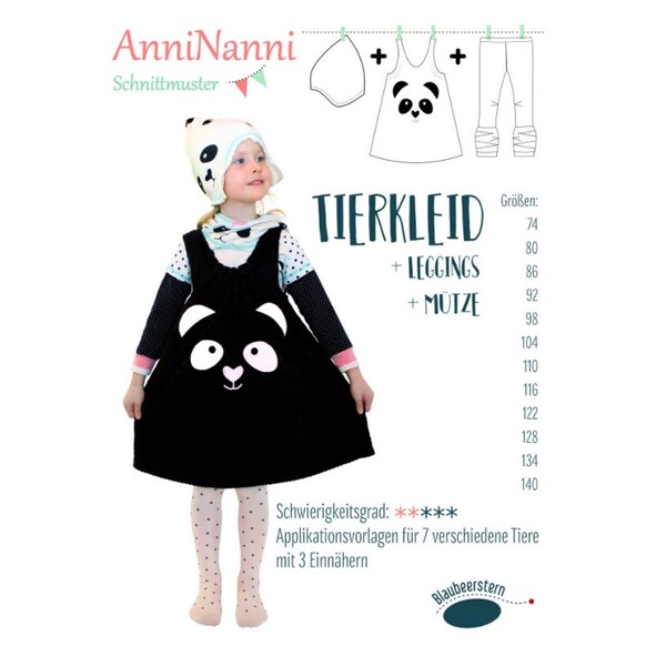 Tierkleid von AnniNanni - Papierschnittmuster - plus Leggings - plus Mütze