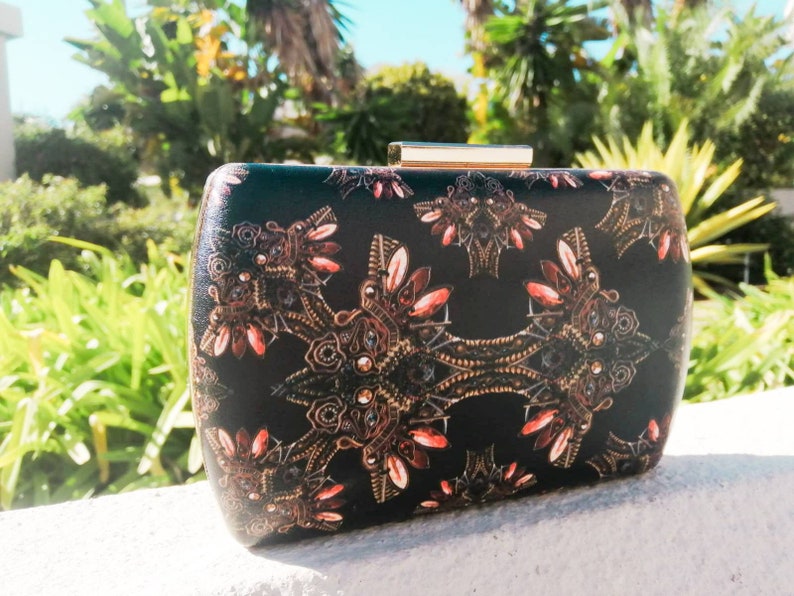 Red Black Clutch Vegan Leather Clutch Vegan Leather Purse Etsy