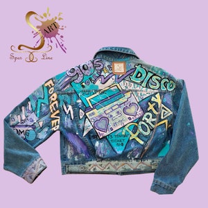 Einzigartige, handbemalte Jeansjacke - Einzigartiger Pop Art, Retro-Stil, künstlerische Designs, personalisiert mit Ihrem Lieblingsmotiv oder -zitat