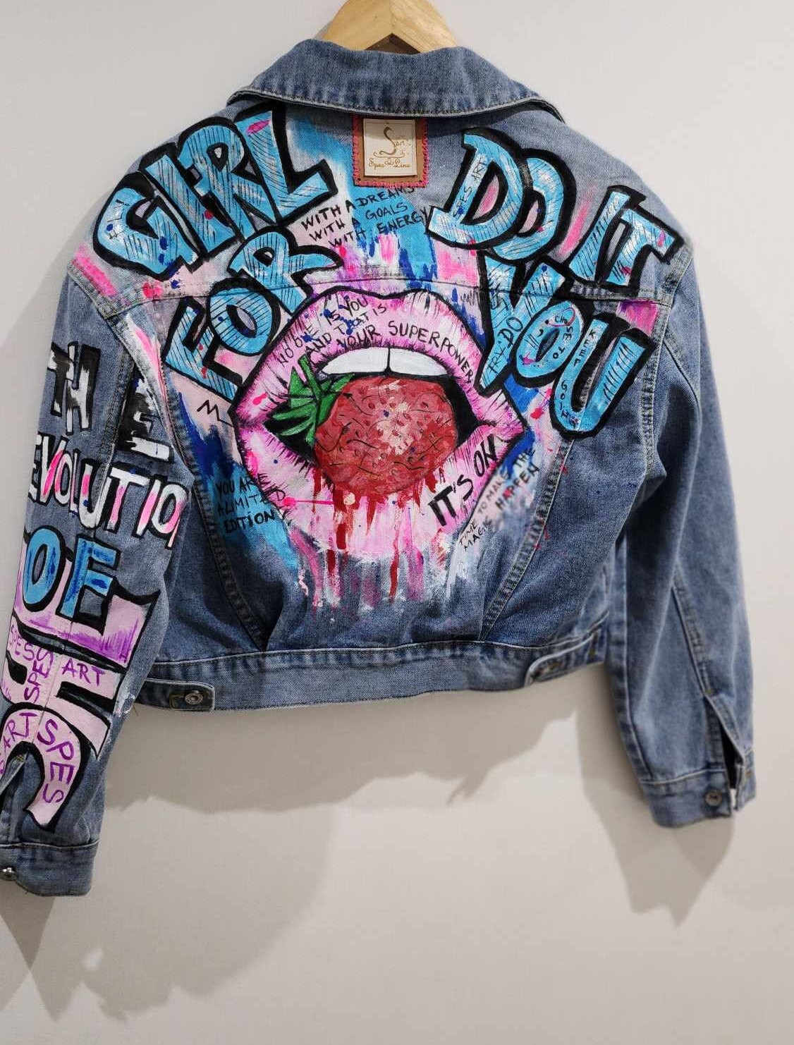 Hand-painted Graffiti Denim Jacket – 90s Streetwear Art - Etsy