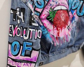 Hand-painted Graffiti Denim Jacket – 90s Streetwear Art - Etsy