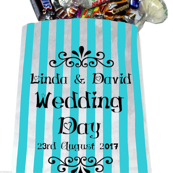 Personalised Wedding Sweet Bags Choice of Colours  Wedding Day Candy Bags wedding favour.