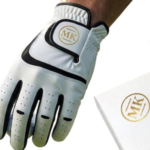 Personalised Leather Golf Glove, with a gold monogram and Matching Gift Box, gift for golfer