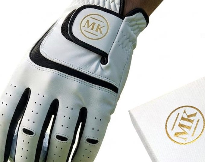 Personalised Leather Golf Glove, with a gold monogram and Matching Gift Box, gift for golfer