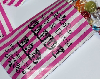 Personalized Candy Bar Bags, Striped Wedding Favor Bags