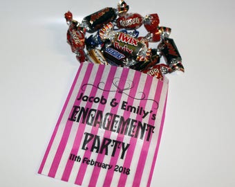 Personalized Engagement Party Favor Bags: Candy Stripe Design