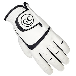 Personalised Leather Golf Glove, with a black monogram and Optional Matching Gift Box, gift for golfer