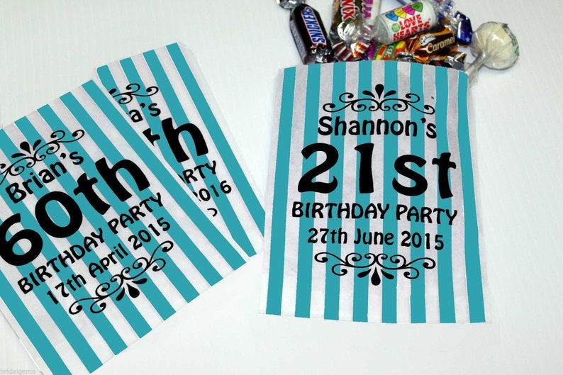 Personalised Candy Striped Printed Sweet Bags for Birthday Parties or Wedding Sweet Carts image 3