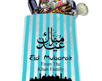 Eid Mubarak Personalised Sweet Bags, empty party bags.