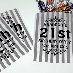 Personalised Candy Striped Printed Sweet Bags for Birthday Parties or Wedding Sweet Carts image 2