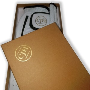 Personalised Leather Golf Glove, with a gold monogram and Matching Gift Box, gift for golfer image 3