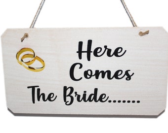 Here Comes The Bride Wedding Sign, For Page Boys or Flowergirls to carry down the aisle