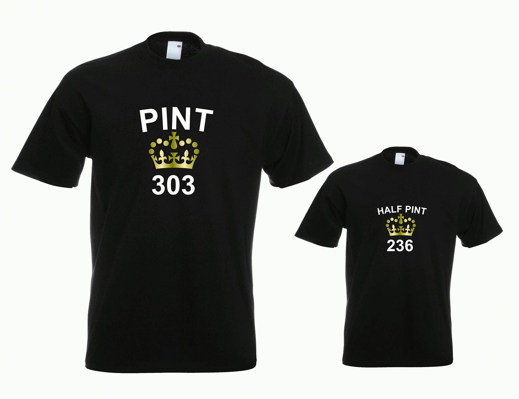 Image of 2 X Tee Shirts, Pint & Half-Pint Father & Son T Shirts - Gift For Dad Fathers Day Xmas Funny Present Printed T-Shirt