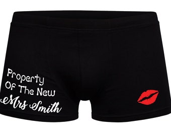 Personalised Wedding Boxer Shorts, Property Of Mrs - Mens Underwear.
