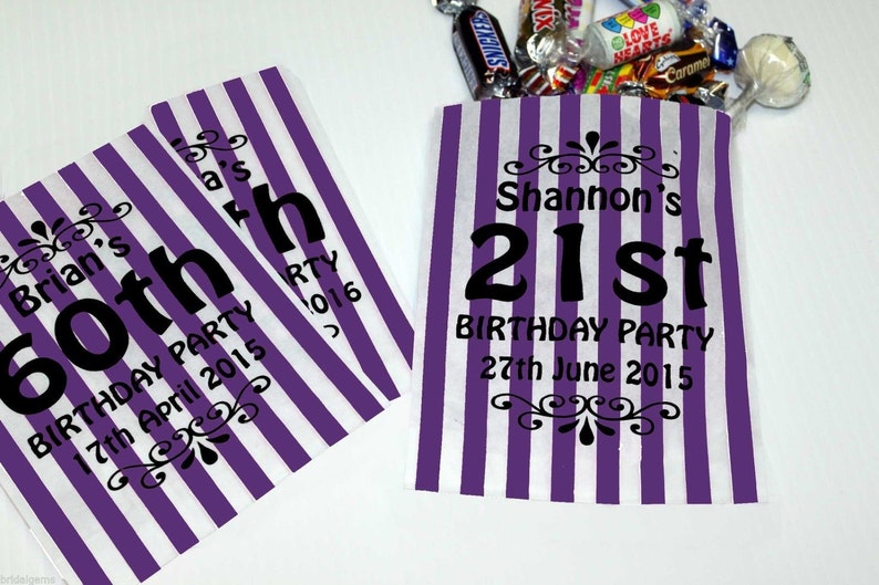 Personalised Candy Striped Printed Sweet Bags for Birthday Parties or Wedding Sweet Carts image 4