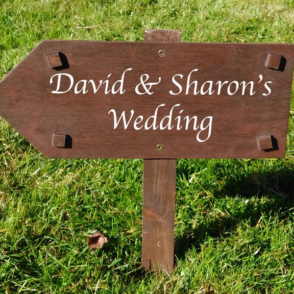 Personalised Wedding Direction Sign - Rustic Wooden Sign wedding arrow, road sign