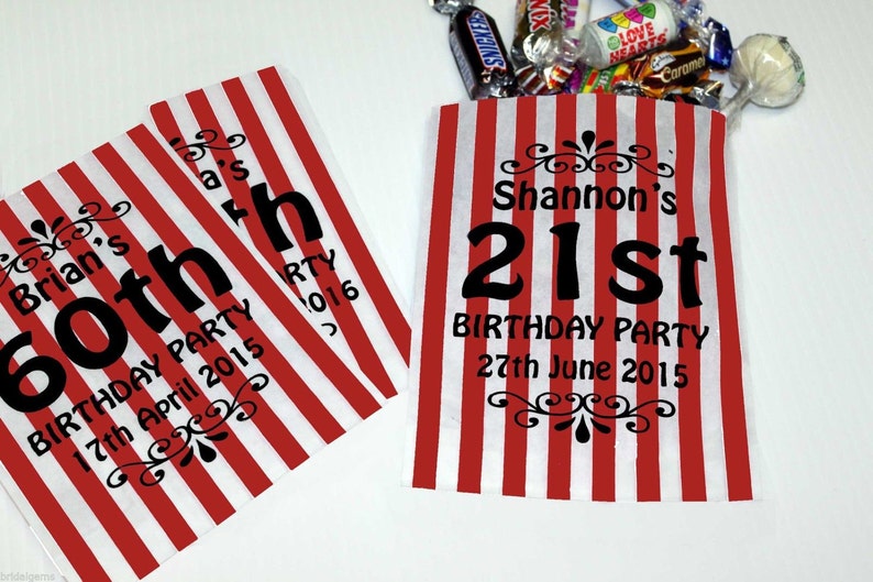 Personalised Candy Striped Printed Sweet Bags for Birthday Parties or Wedding Sweet Carts image 5