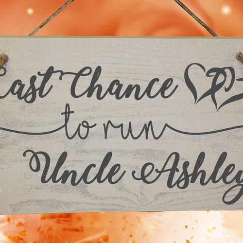 Too Late To Run Funny Wedding Page Boy or Flower Girl Wooden Sign 