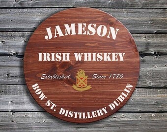 Jameson Irish Whiskey - Barrel End Style Wooden Pub Sign - Hand Made in Ireland