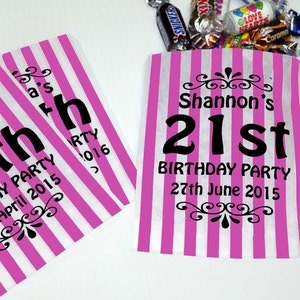 Personalised Candy Striped Printed Sweet Bags for Birthday Parties or Wedding Sweet Carts image 1