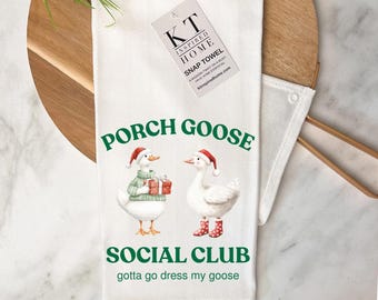 Goose snap it Kitchen Towel | Over-the-Stove Handle| Stay Put | Porch goose social club | Christmas