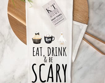 Goose snap it Kitchen Towel | Over-the-Stove Handle| Stay Put | eat, drink & be scary | Halloween
