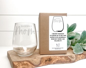 Stemless Wine Glass | Baseball Mom | gift for her