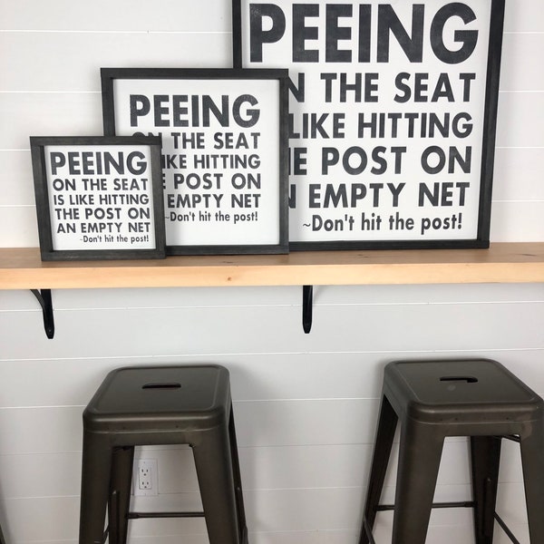 Funny Bathroom Sign | peeing on the seat is like hitting the post on an empty net© | Sports Themed Gift | Hockey themed bathroom