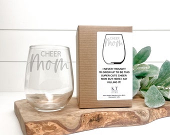 Stemless Wine Glass | cheer Mom | gift for her