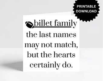 Billet family greeting card | paper billet gift football | thank you billet