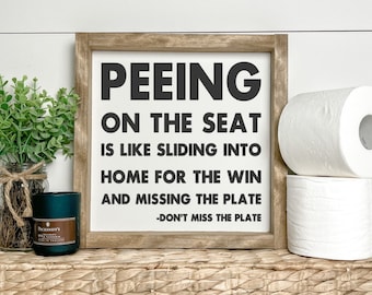 Baseball Bathroom Wood Sign: Funny Sports Quote Decor