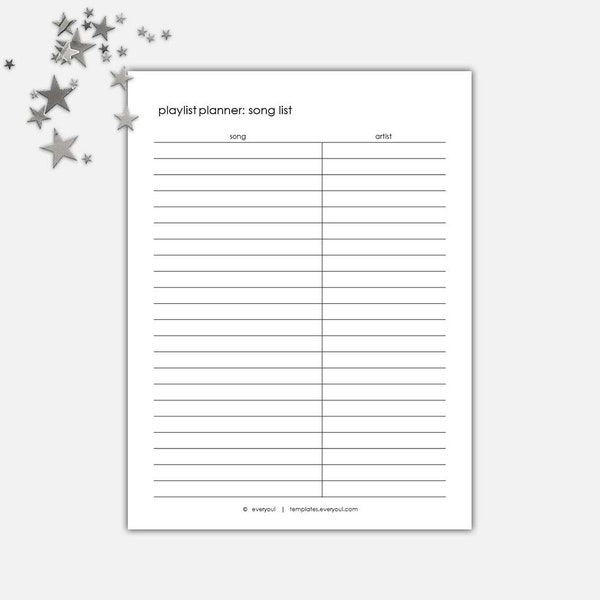 Diy Playlist Planner Song List Templates, Diy Custom Music Planner, Song Planner Templates, Printable Home Planner, Power Point Template